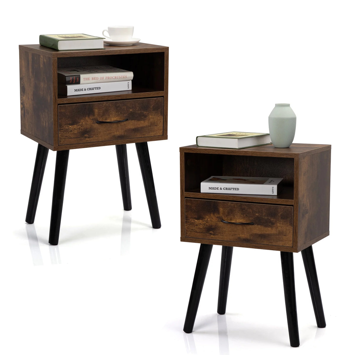 Wood Nightstands with Drawers Set of 2 U199461
