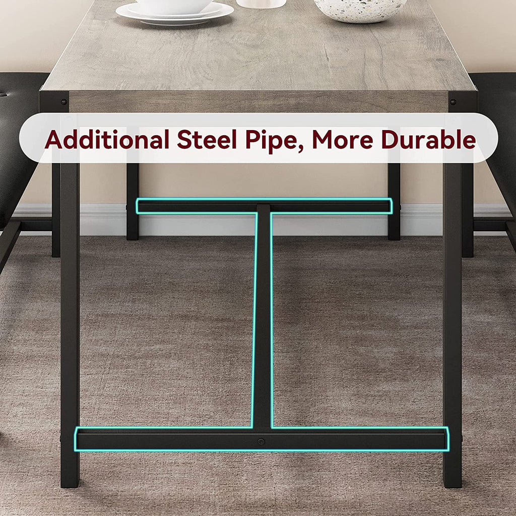 Rustic Grey 3 Piece Dining Table Set with 2 Benches E721816