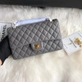 Grey Lambskin Leather Flap Bag P617053