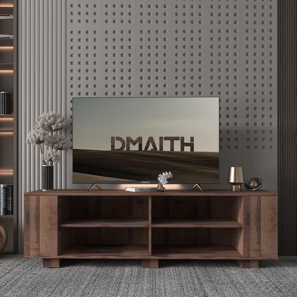 White and Black TV Stand with LED Lights and Storage Cabinet Y344