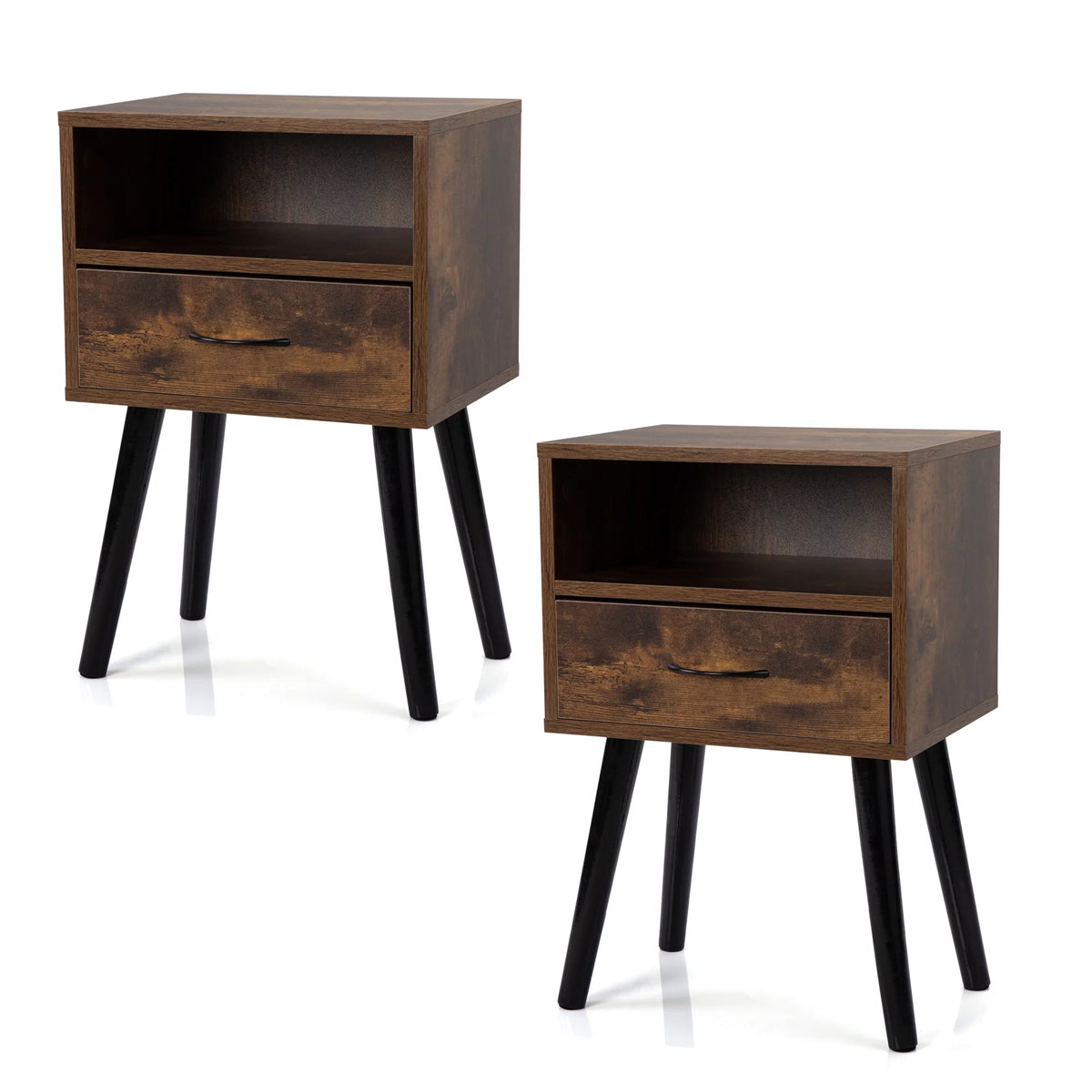 Wood Nightstands with Drawers Set of 2 U199461