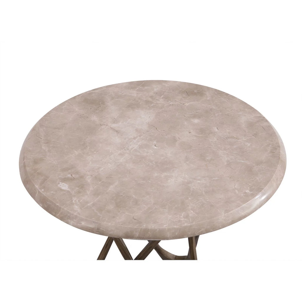 Antique Brass Accent Table with Beige Marble Top P430