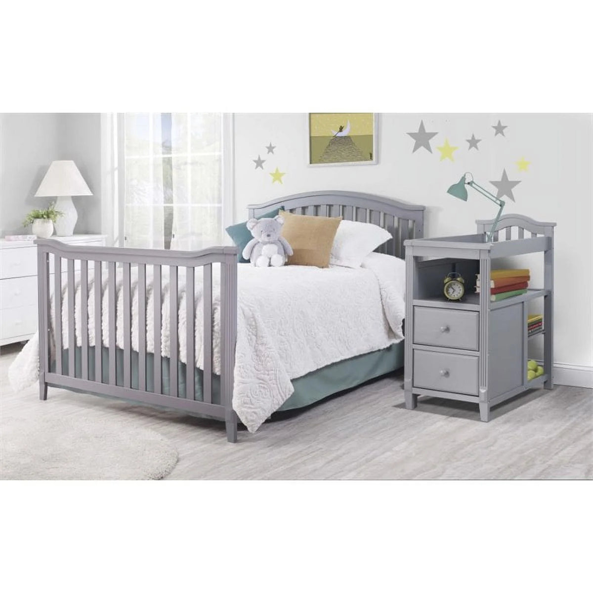 Gray 4-in-1 Convertible Crib and Changer I248