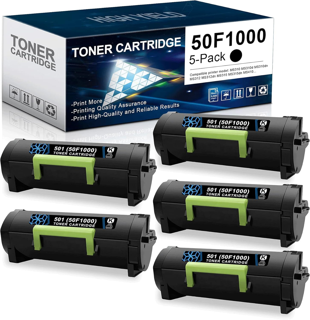 Black 5 Pack Toner Cartridge J332