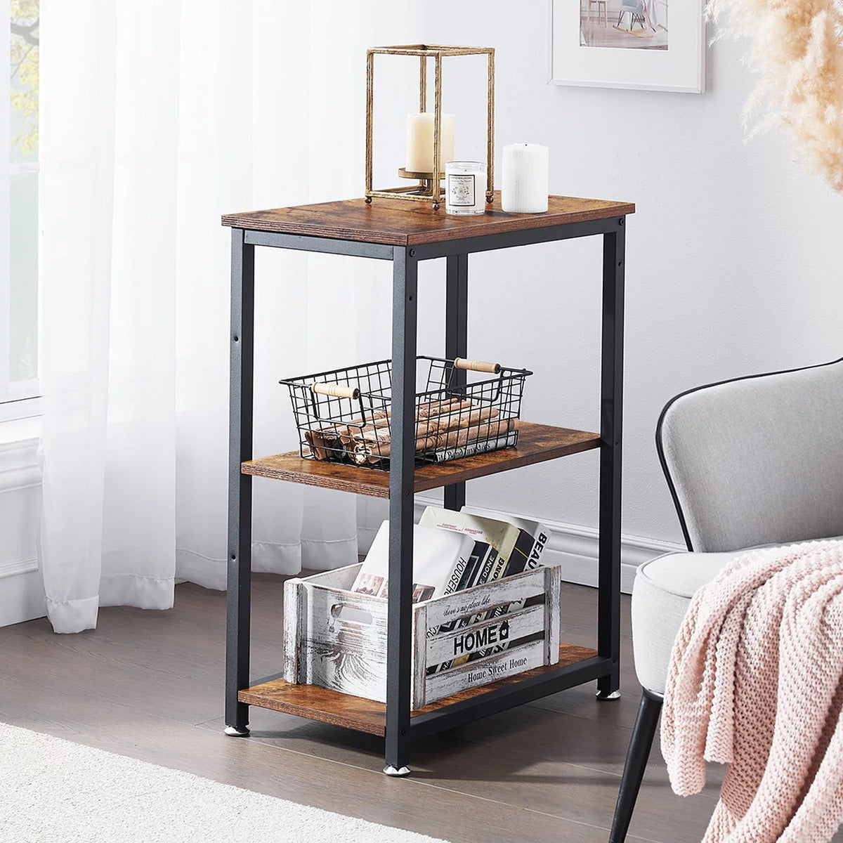 3-Tier End Table with Storage Shelf V9098