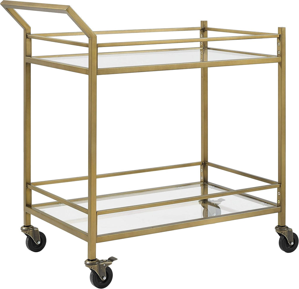 Gold and Glass Rolling Bar Cart S536964