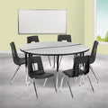 60" Circle Wave Flexible Activity Table Set with 16" Stack Chairs Grey Q5692