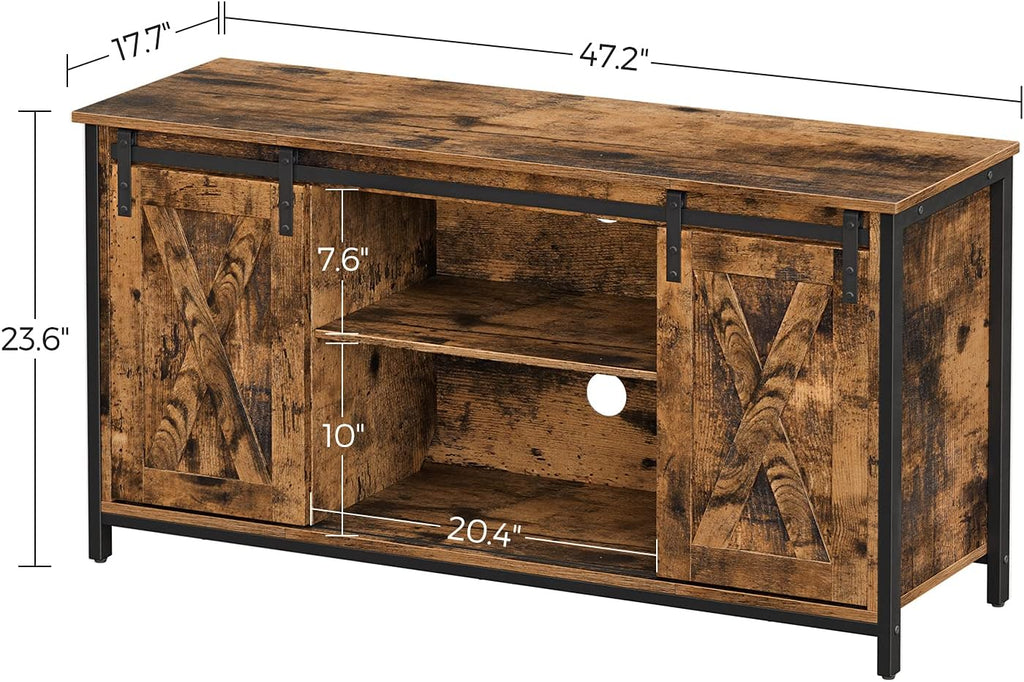 Rustic Brown TV Stand with Sliding Barn Doors Y261