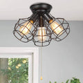 3-Light Wire Cage Flush Mount Ceiling Light Y387608