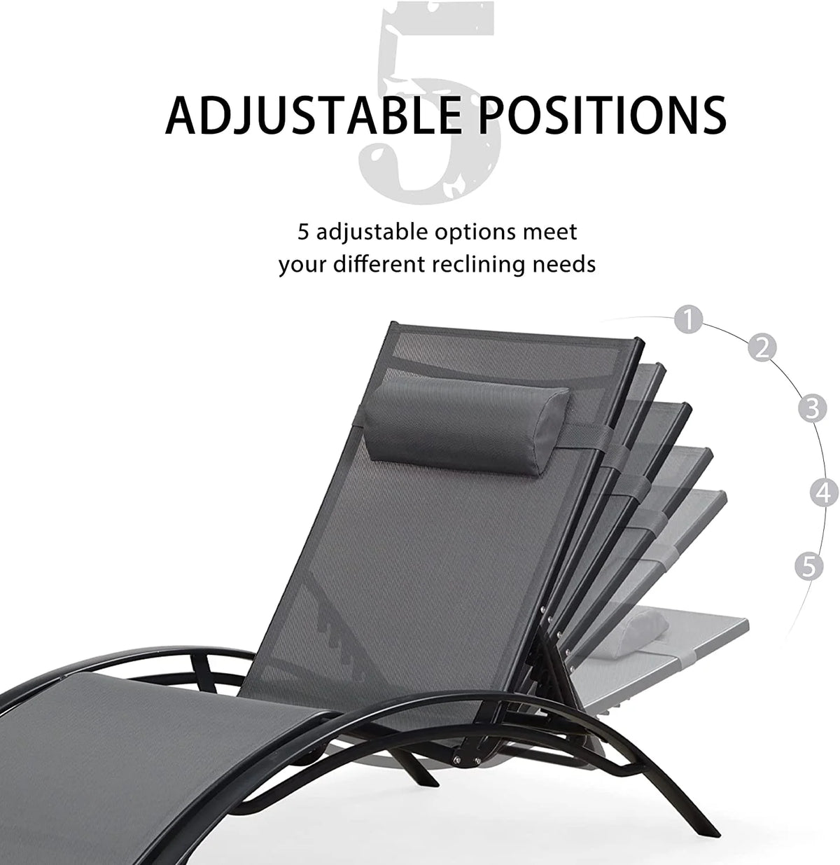 Oversized Adjustable Chaise Lounge Chair Set with Side Table H173974