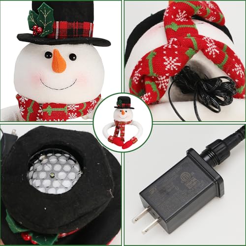 Lighted Snowman Hat Tree Topper with Rotating LED Snowflake Projection F5063