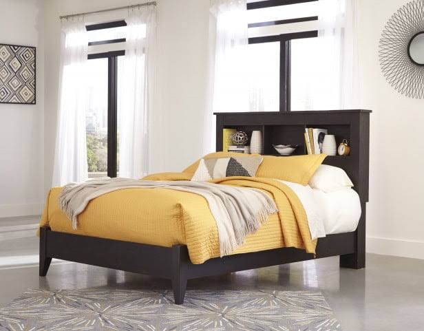 Dark Brown Queen Bookcase Panel Bed E65546