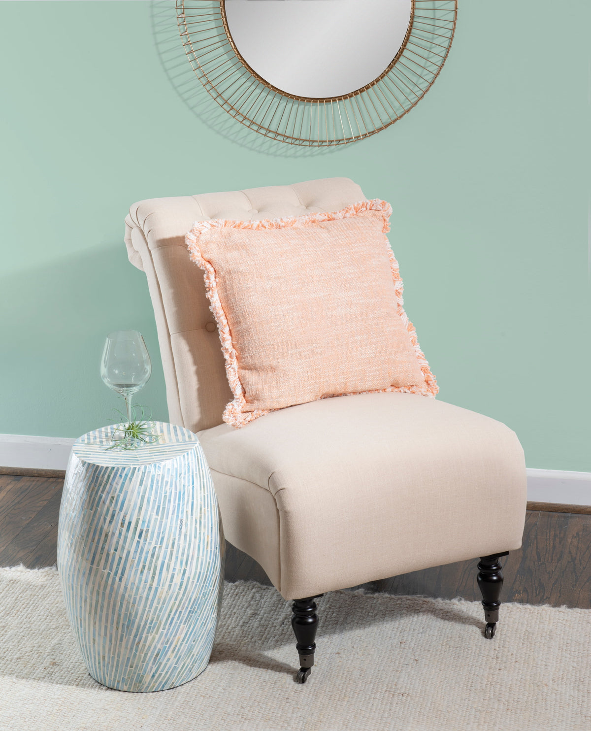 Blue White Capiz Shell Accent Table N54863