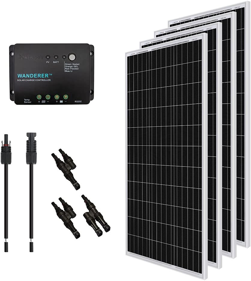 400 Watt 12 Volt Monocrystalline Solar Panel Kit with 30A Charge Controller W29701