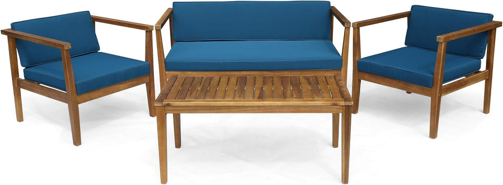4-Seater Acacia Wood Chat Set with Coffee Table J605044