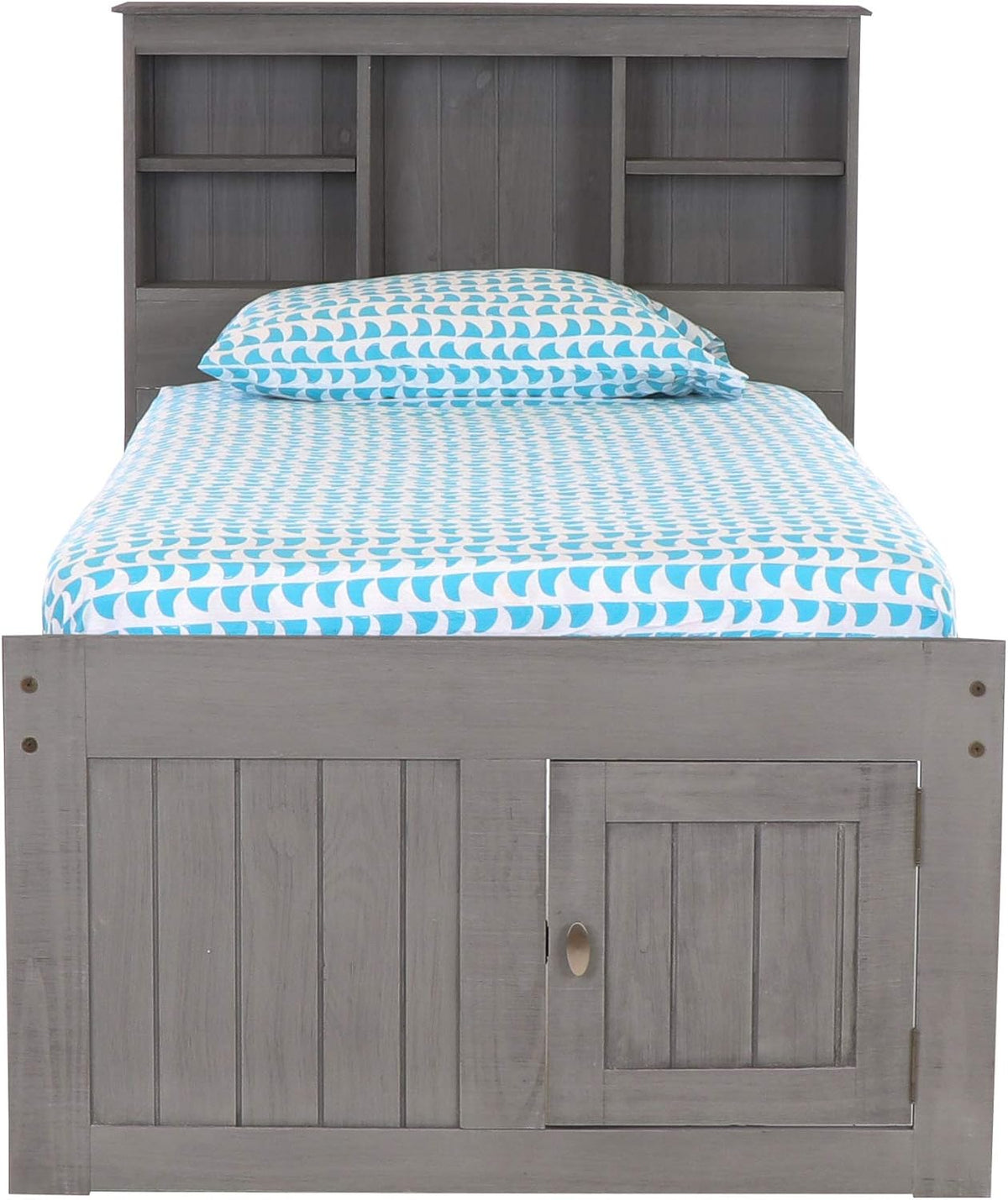 Charcoal Twin Bookcase Bed with 6 Drawers U206472