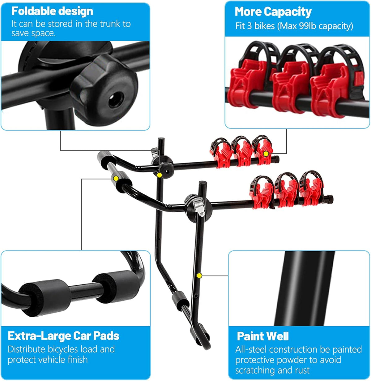 Trunk Mount 3-Bike Carrier Rack Pack of 2 X88429