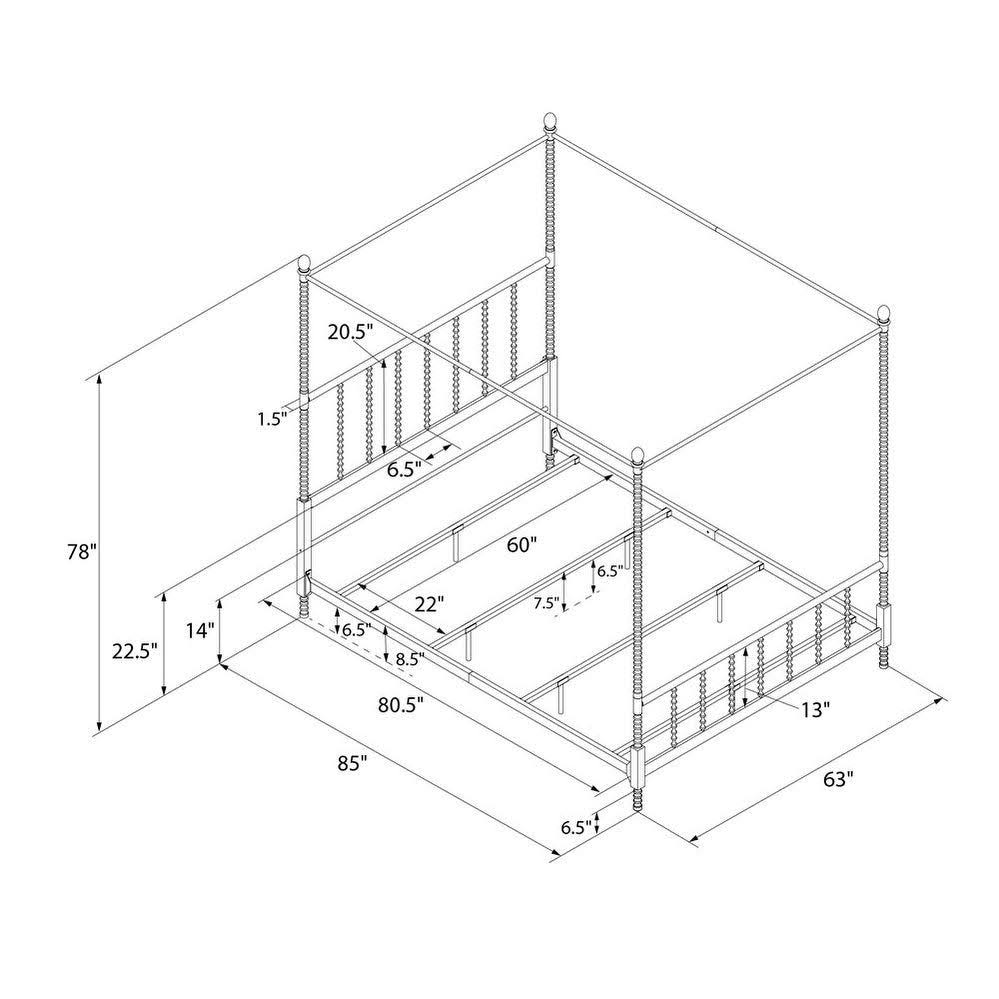 Black Full Metal Canopy Bed D348458