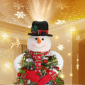 Lighted Snowman Hat Tree Topper with Rotating LED Snowflake Projection F5063