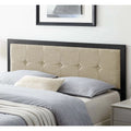Beige Fabric Tufted Upholstered Full Size Metal Headboard U847300