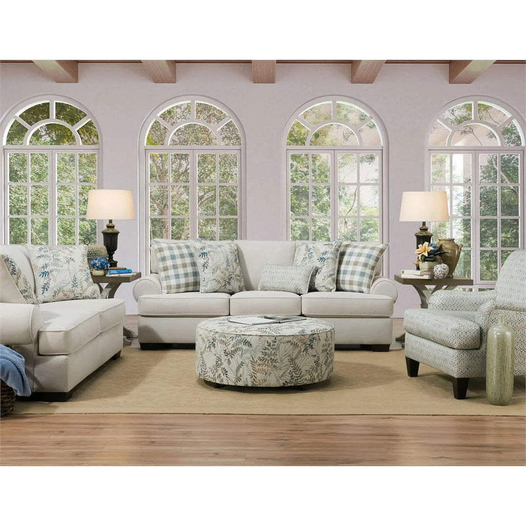 Cream Fabric Arm Sofa with Pillows L552