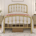 White Full Metal Platform Bed with Wrought Iron Headboard R126