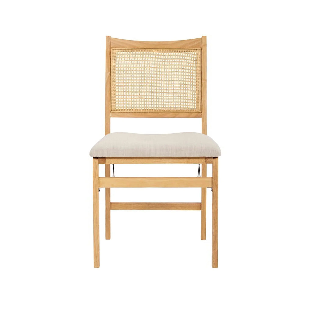 Natural Wood Folding Side Chair with Woven Cane Back A12867