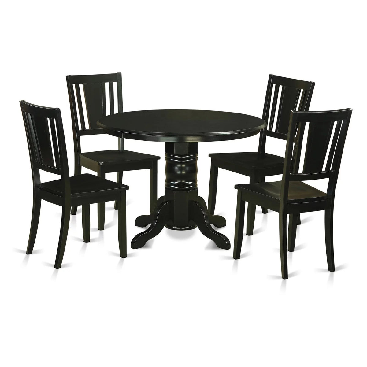 5-piece Wood Dining Table and Chairs in Black Y459