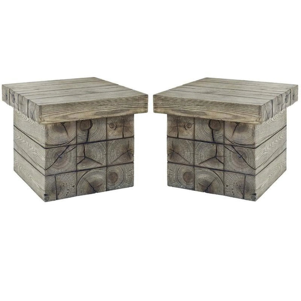 Light Gray Outdoor Side Table Set of 2 F2293