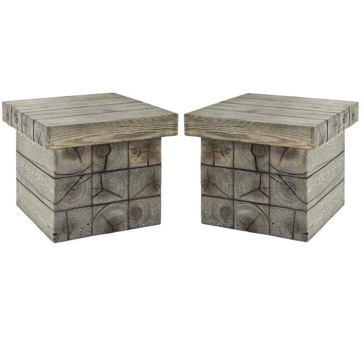 Light Gray Outdoor Side Table Set of 2 F2293