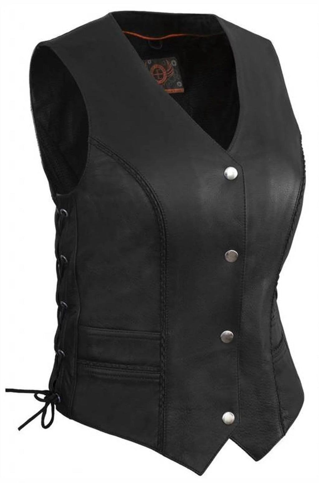 Black Braided Leather Vest M366812