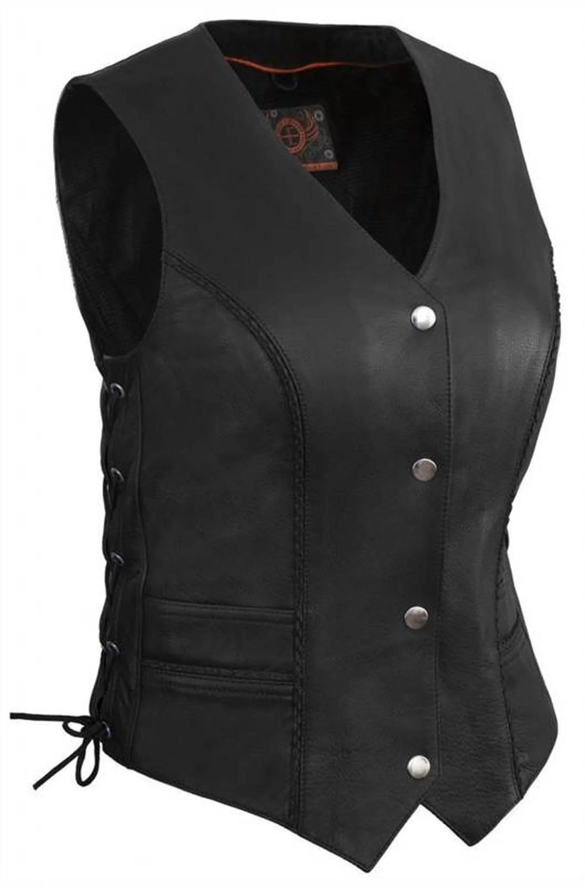 Black Braided Leather Vest M366812