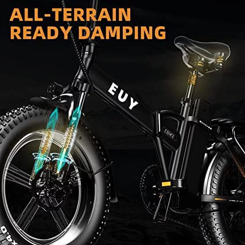 20 Fat Tire Folding Electric Bicycle 750W Motor 48V 20Ah Battery Black R67543
