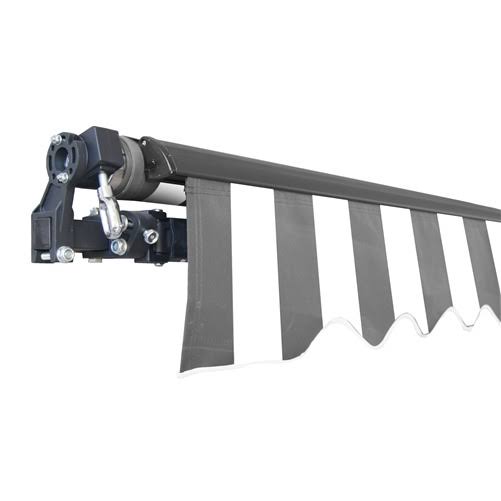10 x 8 ft. Retractable Patio Awning Grey & White C3997