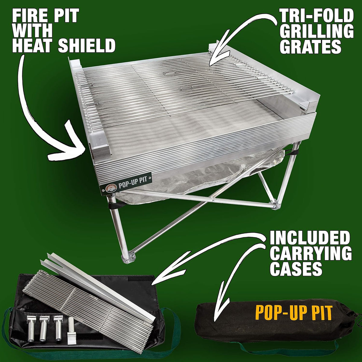 Portable Pop-Up Fire Pit and BBQ Grill with Carrying Bags L940