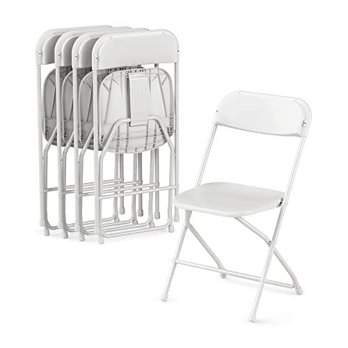 10 Pack White Plastic Folding Chair with Steel Frame I6540