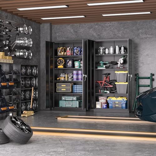 Metal Storage Cabinet with Lock, 2 Doors and Adjustable Shelves T727
