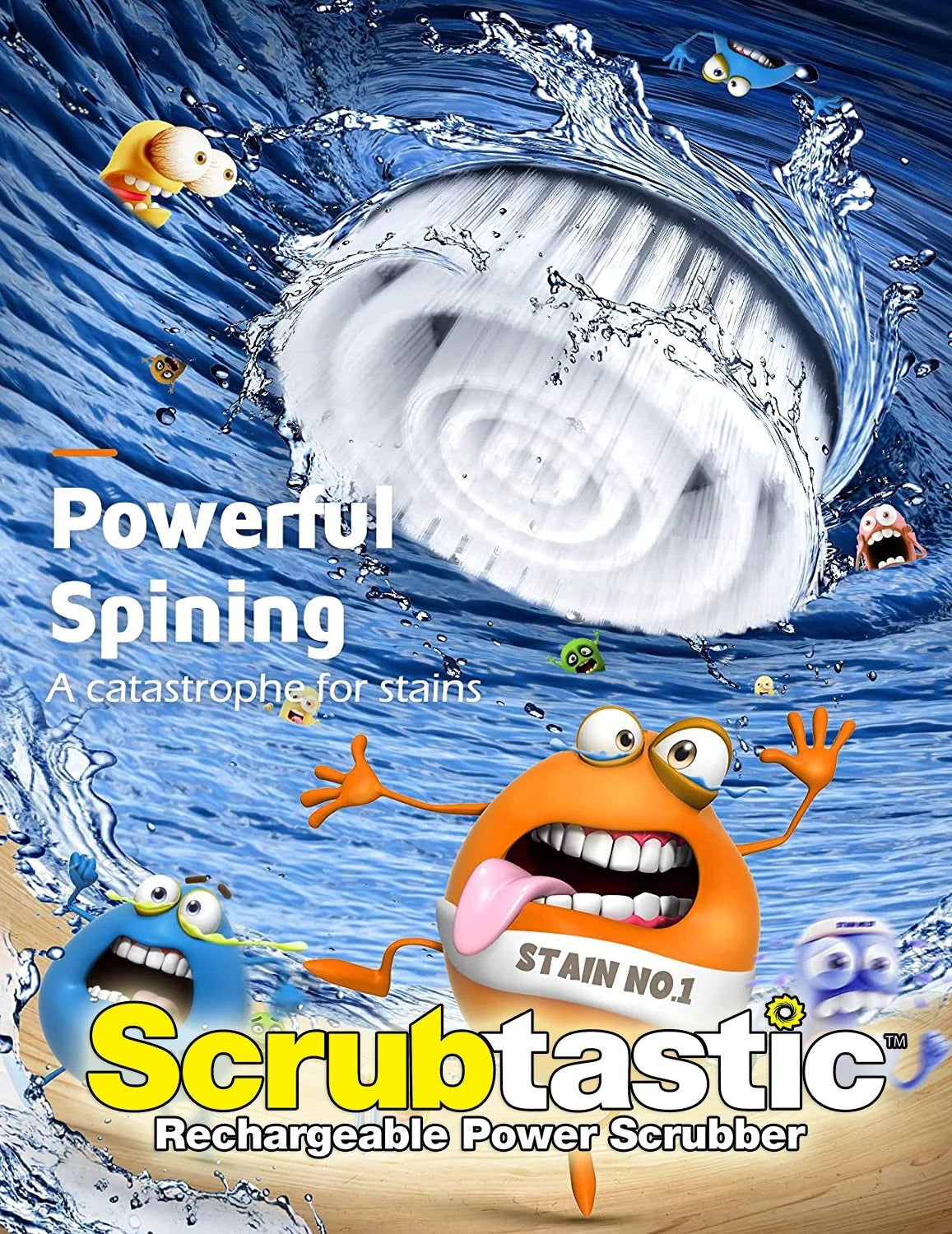 Rechargeable Cordless Power Spin Scrubber with 2 Brush Heads Y578