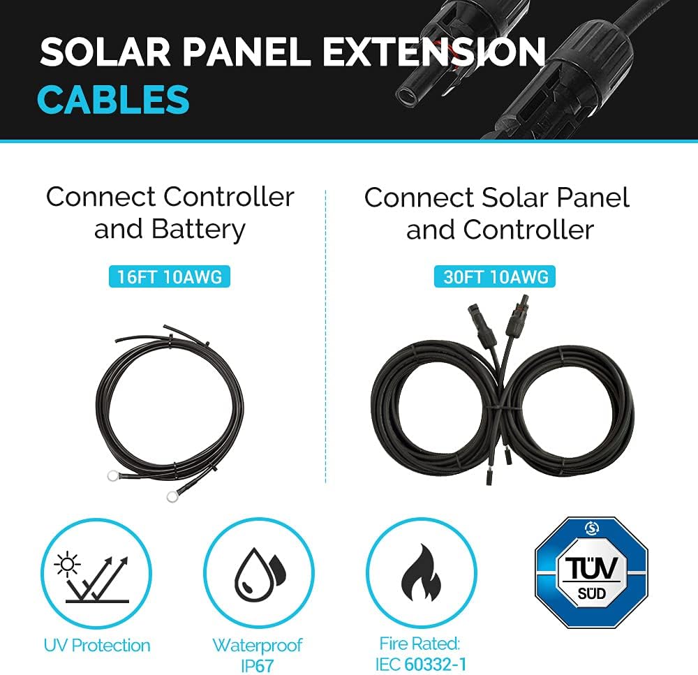300 Watts 12 Volts Monocrystalline Solar RV Kit with 30A PWM Charge Controller O932588