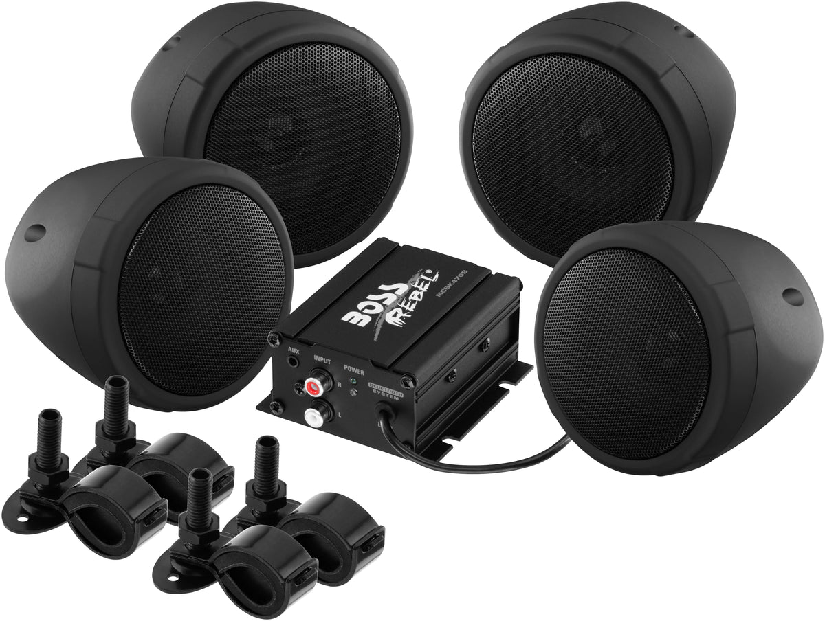 Motorcycle Speakers - Wireless - 2 Pairs - Black E856