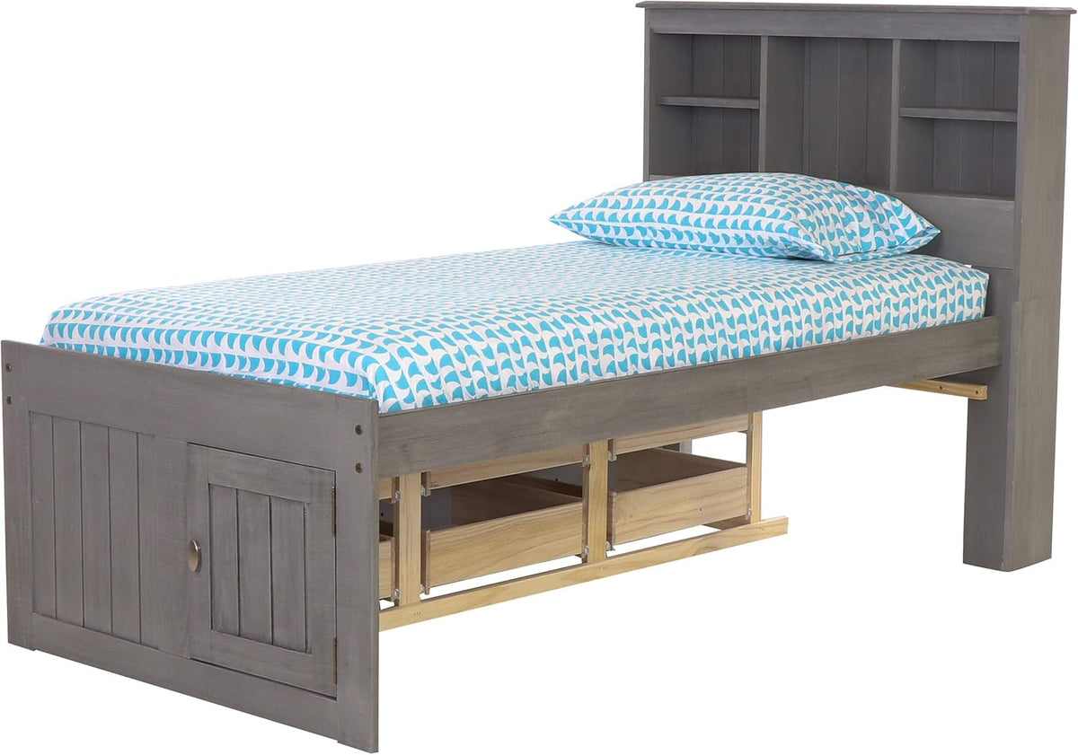 Charcoal Twin Bookcase Bed with 6 Drawers U206472