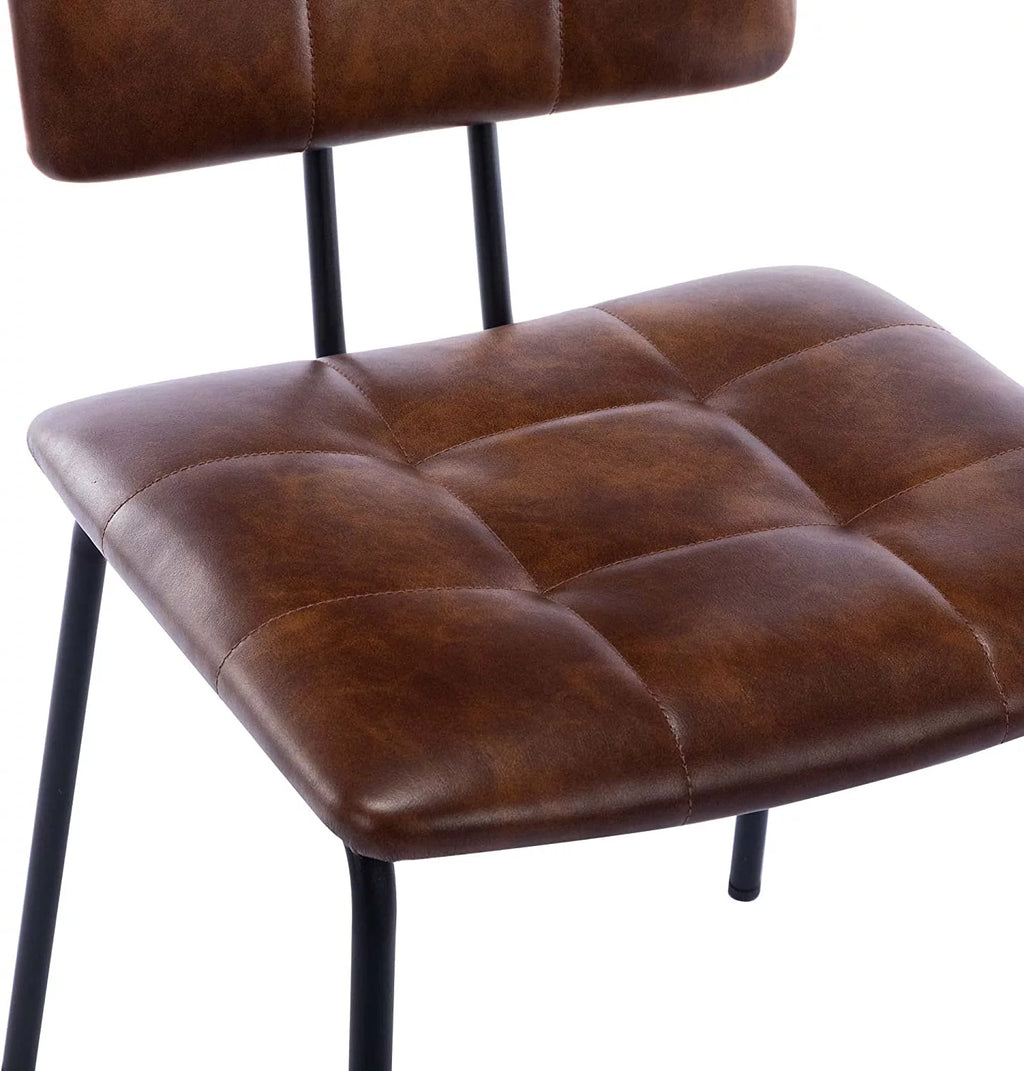 Faux Leather Upholstered Dining Chairs Set of 2 with Metal Legs T74396