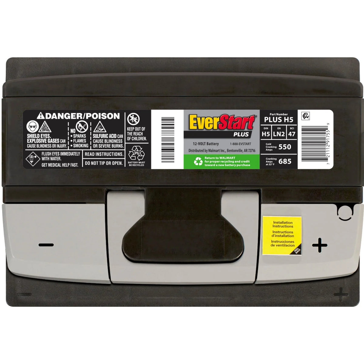Lead Acid Automotive Battery 12 Volt 550 CCA D54972