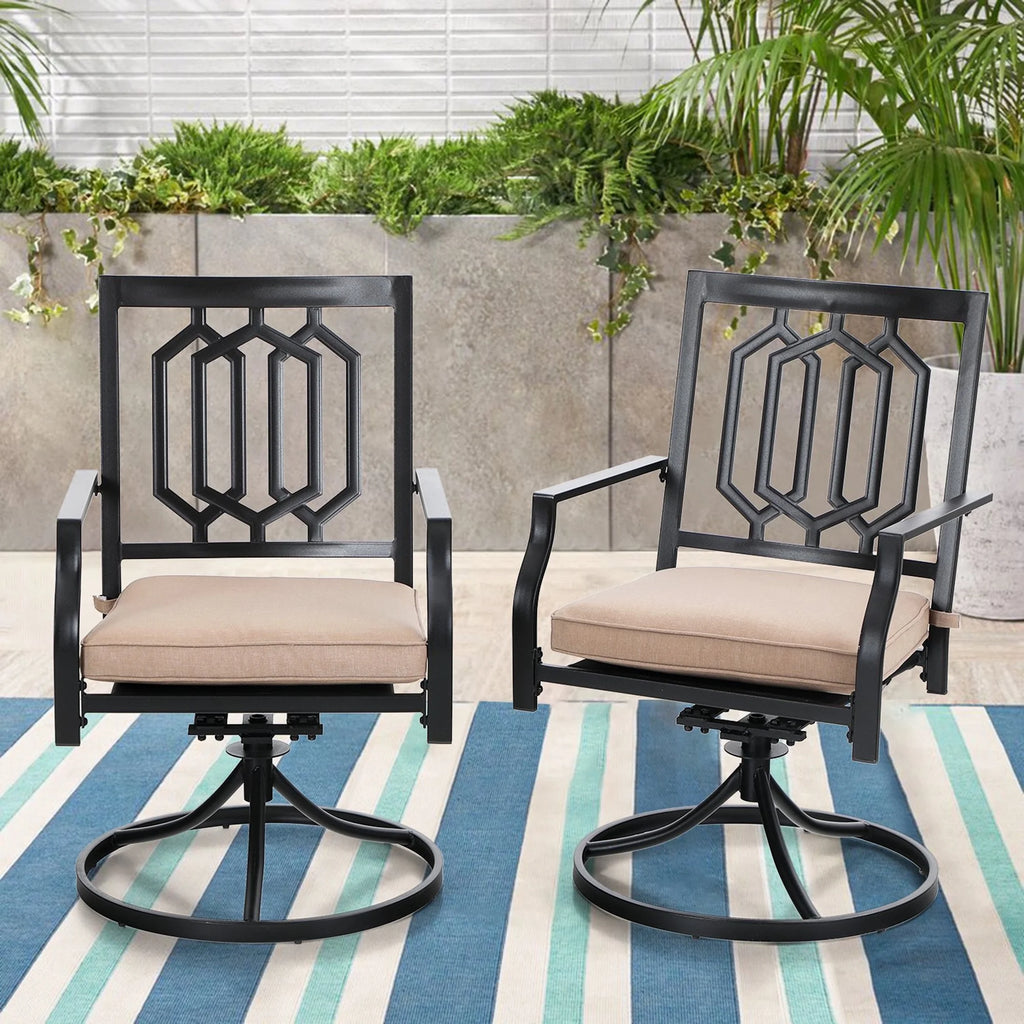 5-Piece Outdoor Patio Dining Set Swivel Cushioned Chairs Steel Frame Y706746