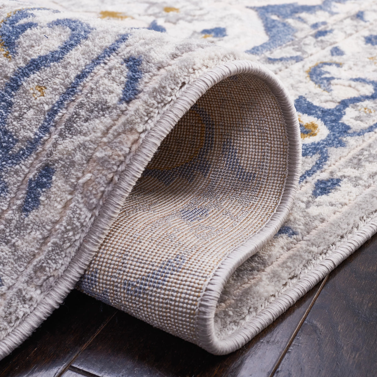 Light Grey Blue Oriental Area Rug 5'5" x 7'7" N535011