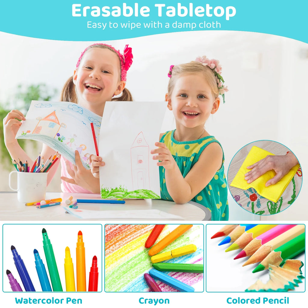 Height Adjustable Kids Table and 2 Chairs Set E176019
