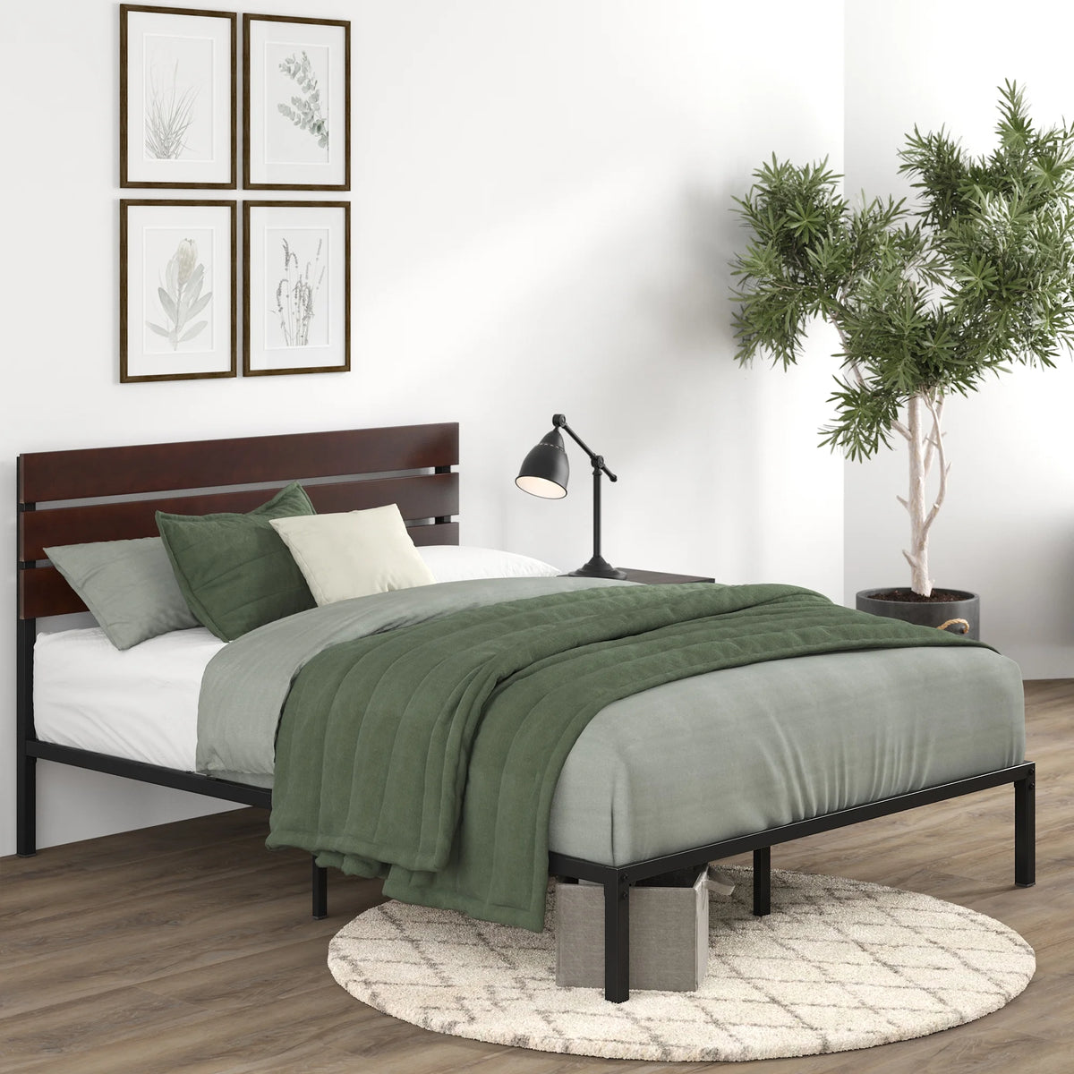 Queen Bamboo and Metal Platform Bed Frame U36230