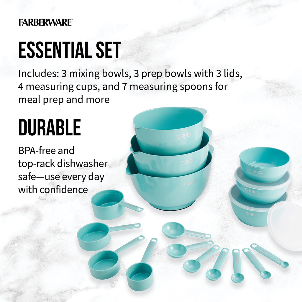 20-piece Plastic Mixing Bowl and Prep Set in Aqua V547882