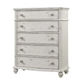 Antique White 5-Drawers Wood Dresser Chest with Turned Legs W586