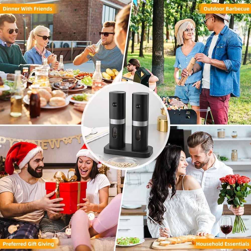 Electric Salt and Pepper Grinder Set 2 Pack Adjustable J351648